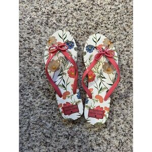 Kate Spade Womens NewNova Flip Flops Petunia Pink Floral Bow with Charms Sz 9/10